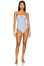view 2 of 5 Strapless One Piece in Blue Hydrangea Gingham