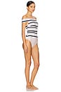 view 2 of 3 Walker Off Shoulder One Piece Swimsuit in Sand Stripe