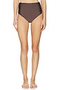 view 1 of 4 Teya High Waisted Ruched Bikini Bottom in Chocolate