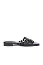 view 1 of 5 Mccall Laser Cut Leather Flat Slide in Black