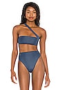 view 1 of 4 Halo Bikini Top in Navy Leather