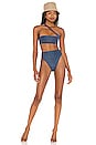 view 4 of 4 Halo Bikini Top in Navy Leather