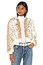 view 1 of 5 Love Me Faux Fur Bomber Jacket in Ivory Snow Leopard