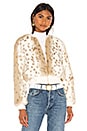view 2 of 5 Love Me Faux Fur Bomber Jacket in Ivory Snow Leopard