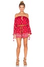 view 1 of 3 Fuego Romper in Red Robe Print