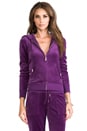 view 1 of 4 Sweat glissière à capuche J Bling à longues manches en velours in Jeweled Plum