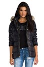 view 3 of 6 Long Puffer Jacket w/ Faux Fur in Pitch Black