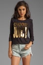 view 1 of 3 T-shirt Choose Juicy longues manches en Noir/Doré in Gold Choose Juicy