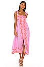 view 1 of 4 Cotton Tie Shoulder Dress in Sugar Pink & Neon Orange