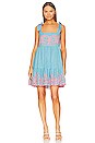 view 1 of 3 Tie Shoulder Sundress in Blue & Neon Pink
