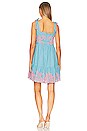 view 3 of 3 Tie Shoulder Sundress in Blue & Neon Pink