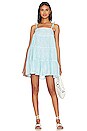 view 1 of 4 Trapeze Mini Dress in Turquoise & Silver