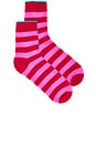 view 1 of 2 Tipped Stripe Socks in Red & Peony