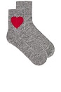 view 1 of 2 Heart Socks in Mid Grey & Red