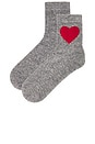 view 2 of 2 Heart Socks in Mid Grey & Red