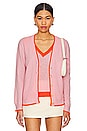 view 1 of 4 Contrast Cardigan in Pale Pink & Neon Orange