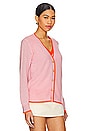 view 2 of 4 Contrast Cardigan in Pale Pink & Neon Orange