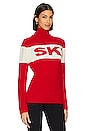 view 2 of 4 Ski Roll Collar Sweater in Red & Cream