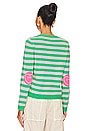 view 3 of 4 Stripe Love Patch Crew in Irish Green, Sakura & Candy Pink