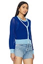 view 3 of 5 Balloon Contrast Crop Cardigan in Bright Blue & Wedgewood
