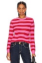 view 1 of 4 Stripe Crew Sweater in Hot Pink & Cherry
