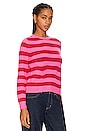view 2 of 4 Stripe Crew Sweater in Hot Pink & Cherry