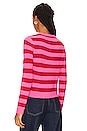 view 3 of 4 Stripe Crew Sweater in Hot Pink & Cherry