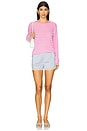 view 4 of 4 Tipped Little Stripe Crew Sweater in Azalea, Lily, & Mineral