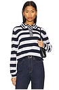 view 1 of 4 Mixed Stripe Polo in Navy & Lily