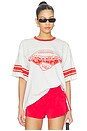 view 1 of 4 Chiefs Oversized Stripe Ringer Tee in White & Licorice