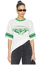 view 1 of 4 Eagles Oversized Stripe Ringer Tee in White & Kelly