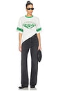 view 5 of 4 Eagles Oversized Stripe Ringer Tee in White & Kelly