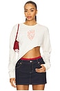 view 1 of 4 A Hot Mess Kickoff Crop Crew Sweatshirt in Vintage White