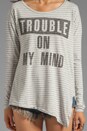 view 4 of 5 Starlet Stripe Split Tee in Foggy Grey Stripe
