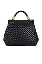 view 3 of 5 Lucia Classic Top Handle Woven Bag in Black