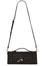 view 1 of 5 Celeste Woven Textured Envelope Top Handle Bag in Dark Brown