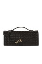 view 2 of 5 Celeste Woven Textured Envelope Top Handle Bag in Dark Brown