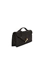 view 4 of 5 Celeste Woven Textured Envelope Top Handle Bag in Dark Brown