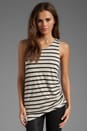 view 1 of 4 Sheer Jersey Raven Tank en Oatmeal/Black Stripe in Oatmeal & Black Stripe
