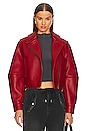 view 1 of 5 Leather Biker Jacket in Red