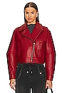 view 2 of 5 Leather Biker Jacket in Red