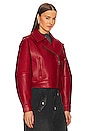 view 3 of 5 Leather Biker Jacket in Red