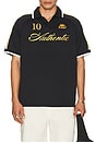 view 3 of 5 222 Banda Notilox Soccer Polo in Black & Rich Yellow Gold & White