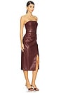 view 2 of 3 Samantha Strapless Faux Leather Midi Dress in Malbec