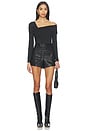 view 5 of 6 Mona Faux Leather Mini Shorts in Black