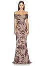 view 1 of 3 Nina Gown in Wine Botanical