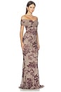 view 2 of 3 Nina Gown in Wine Botanical