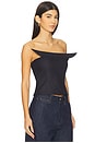 view 2 of 4 Symmetrical Sculpted Denim Corset Top in Darkwash Blue