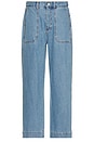 view 1 of 6 One Tuck Wide Fatigue Denim Jeans in Blue