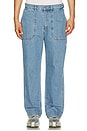 view 4 of 6 One Tuck Wide Fatigue Denim Jeans in Blue